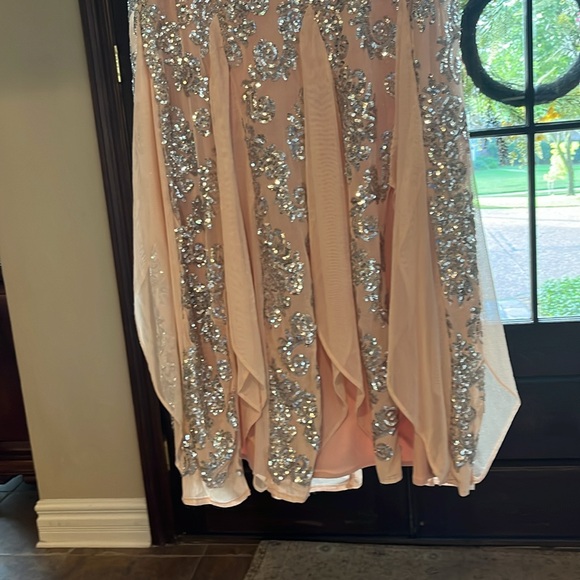 NWOT R & M Richards champagne colored sequined gown size 10 - Picture 4 of 14
